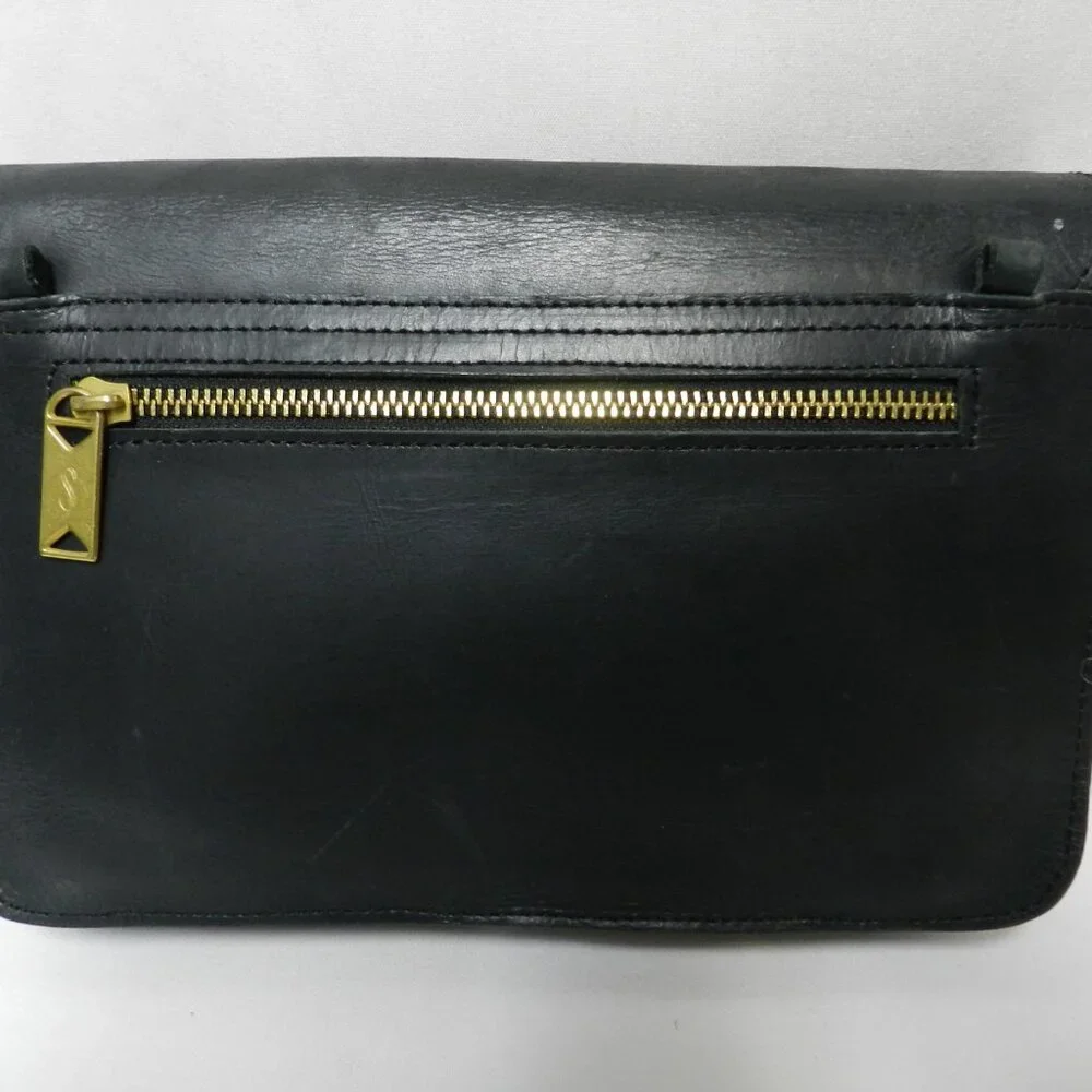 Sseko Vintage Saddle Leather w/ Snakeskin black shoulder handbag purse clutch - Picture 6 of 11